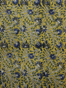 Mustard Yellow Ivory Blue Hand Block Printed Cotton Fabric Per Meter - F003F1309