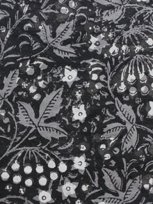 Black Grey White Hand Block Printed Cotton Fabric Per Meter - F003F1324