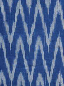 Cobalt Blue Ivory Pochampally Hand Woven Ikat Fabric Per Meter - F002F943