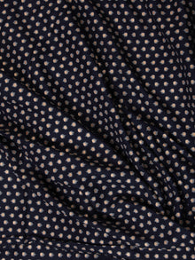 Navy Blue Golden Block Printed Cotton Fabric Per Meter - F001F2392