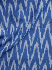 Cobalt Blue Ivory Pochampally Hand Woven Ikat Fabric Per Meter - F002F943