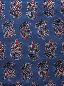 Indigo Black Maroon Ajrakh Hand Block Printed Cotton Fabric Per Meter - F003F1666