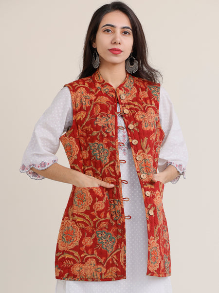 Ajrakh Ethnic Block Print Cotton Jacket - Jackets & Coats Women Apparel |  World Art Community