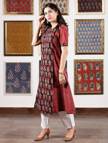 Black Maroon Ivory Ajrakh Hand Block Printed Kurta in Natural Colors - K118F1665