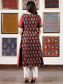 Black Maroon Ivory Ajrakh Hand Block Printed Kurta in Natural Colors - K118F1665