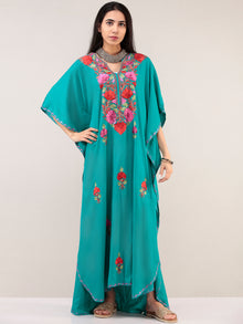 Sky Blue Aari Embroidered Kashmere Free Size Kaftan  - K12K036