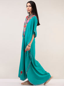 Sky Blue Aari Embroidered Kashmere Free Size Kaftan  - K12K036