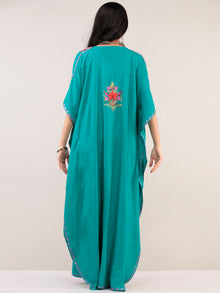 Sky Blue Aari Embroidered Kashmere Free Size Kaftan  - K12K036