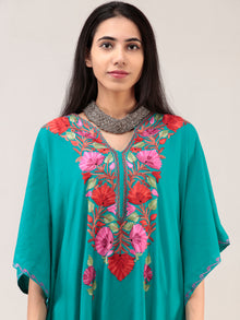 Sky Blue Aari Embroidered Kashmere Free Size Kaftan  - K12K036