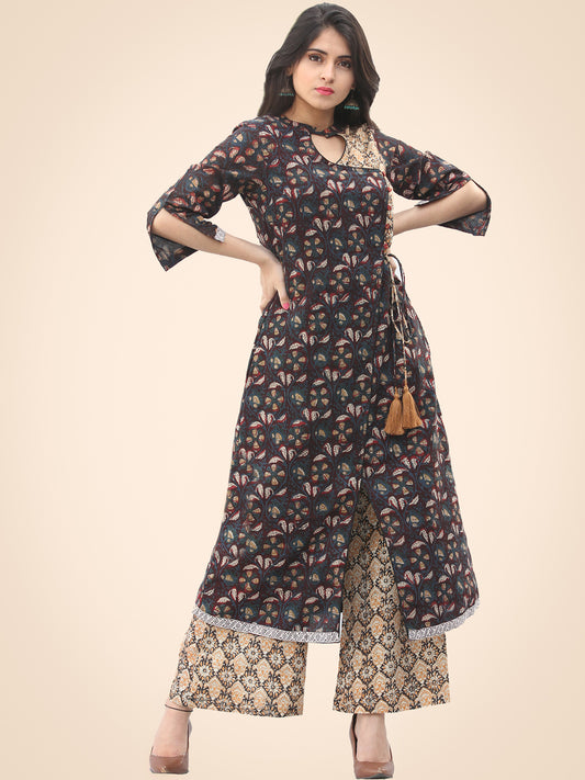 Rozana Night Flowers Kurta Palazzo Set - KS02AS1139