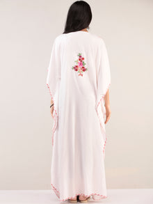 White Aari Embroidered Kashmere Free Size Kaftan  - K12K047