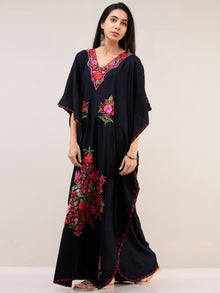 Blue Aari Embroidered Kashmere Free Size Kaftan  - K12K052