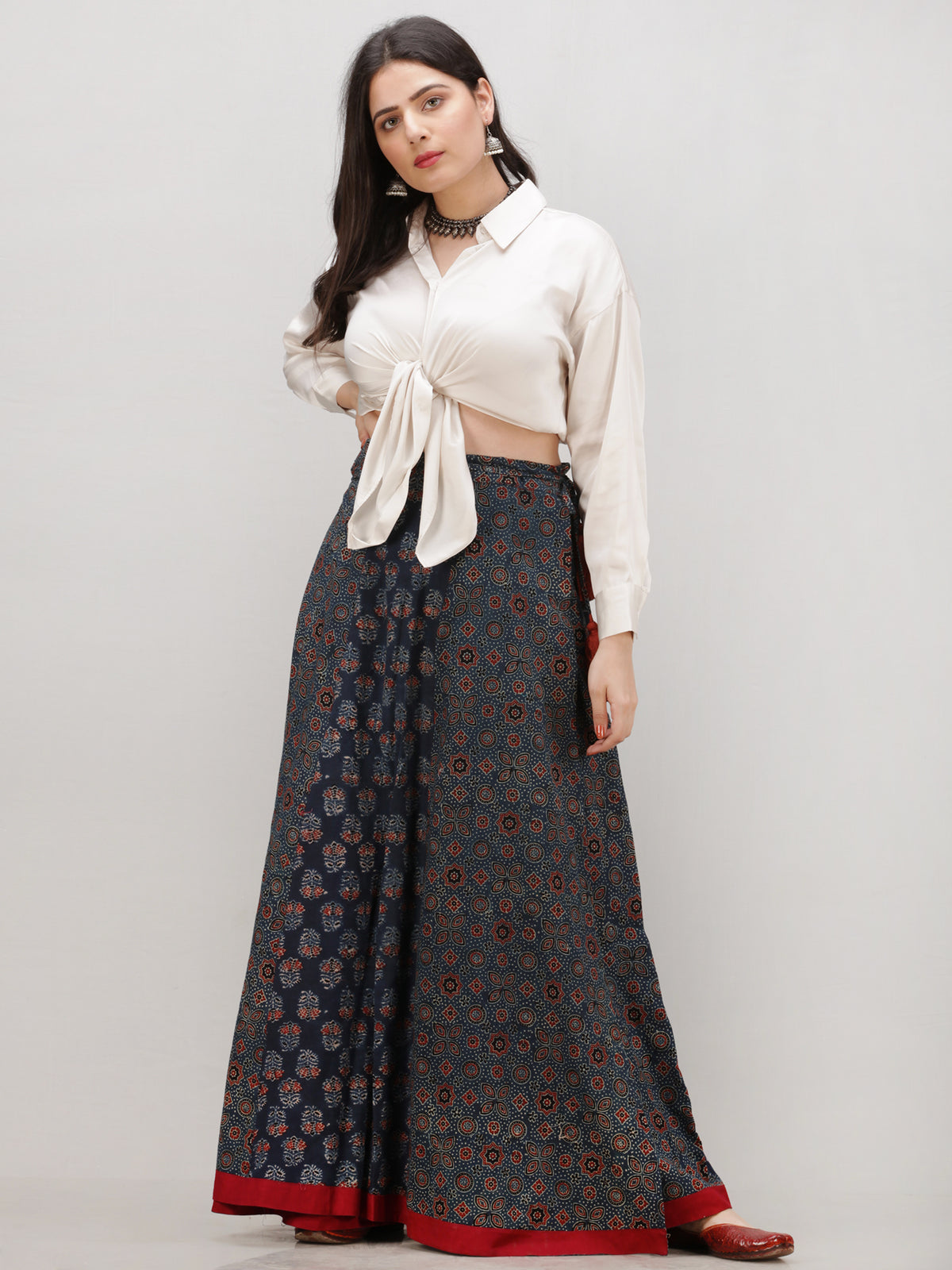 Buy Online Womens Split Wide Leg Long Embroidered Rayon Wrap Palazzo Pant   Zifiticom 522710
