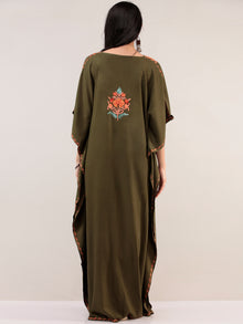 Green Aari Embroidered Kashmere Free Size Kaftan  - K12K070