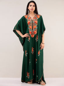 Green Aari Embroidered Kashmere Free Size Kaftan  - K12K064