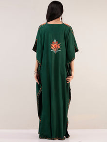 Green Aari Embroidered Kashmere Free Size Kaftan  - K12K064