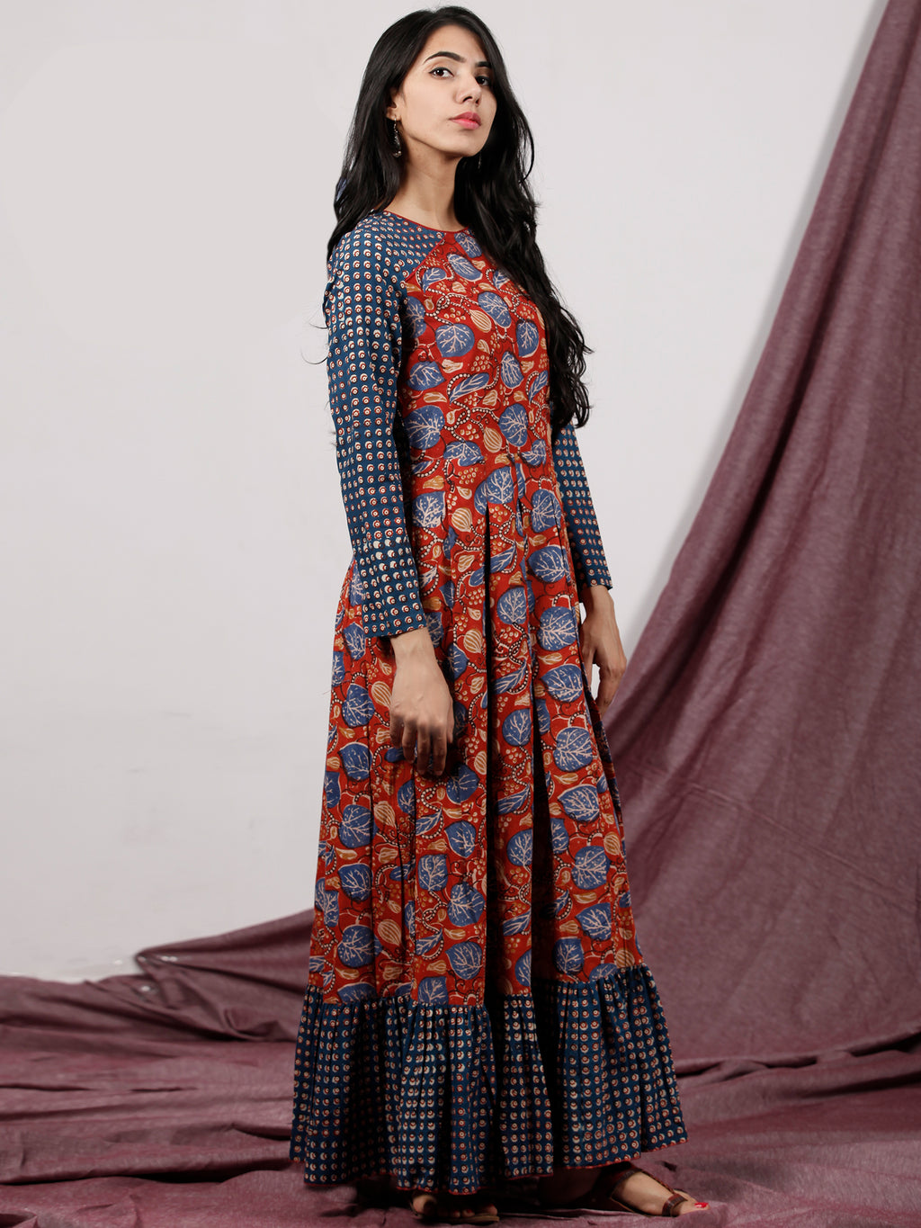 Lahariya print long gown cotton dress for women