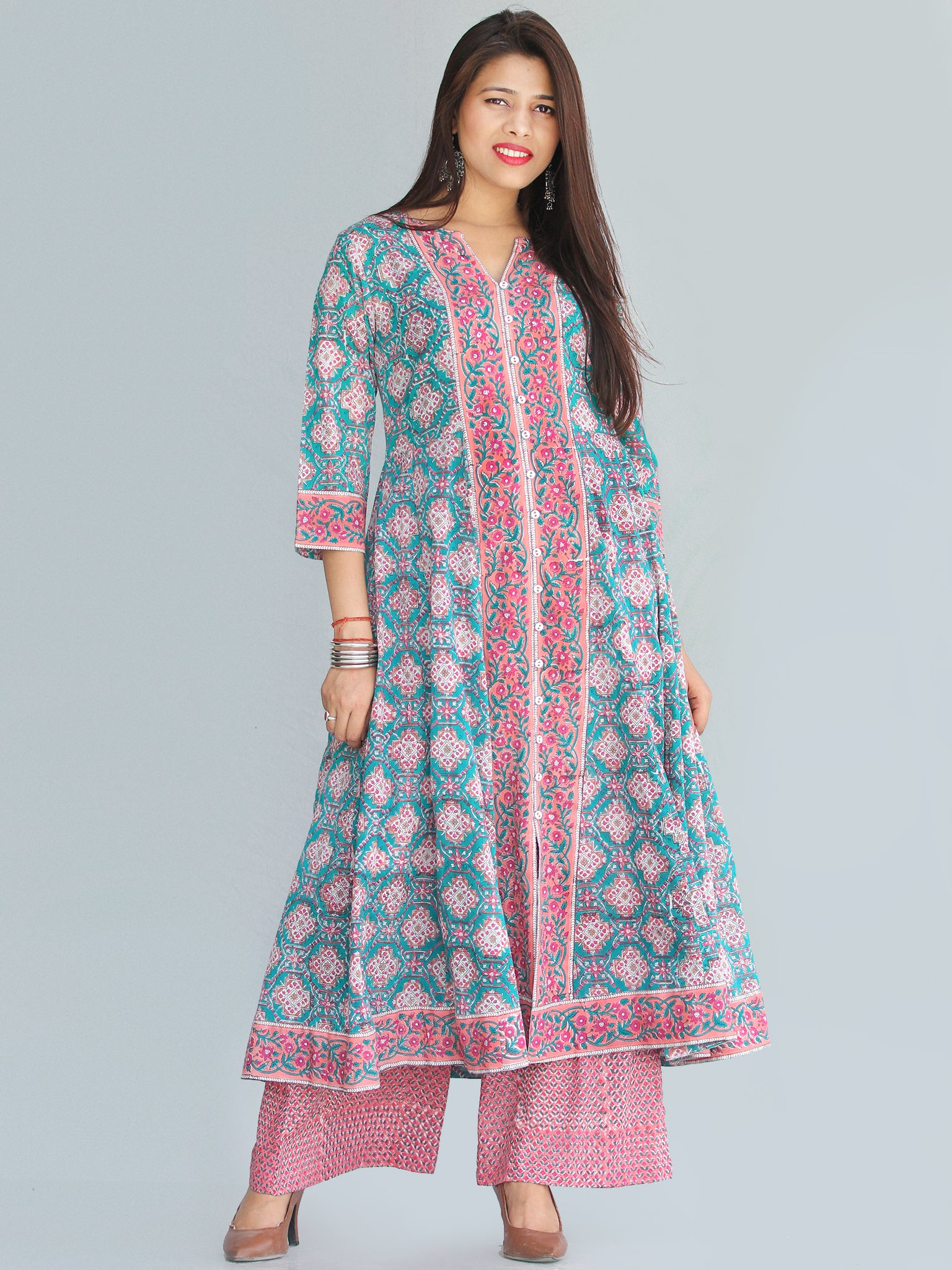 Rozana Gulshan Anarkali Kurta Palazzo Set - KS29AS2267 – InduBindu