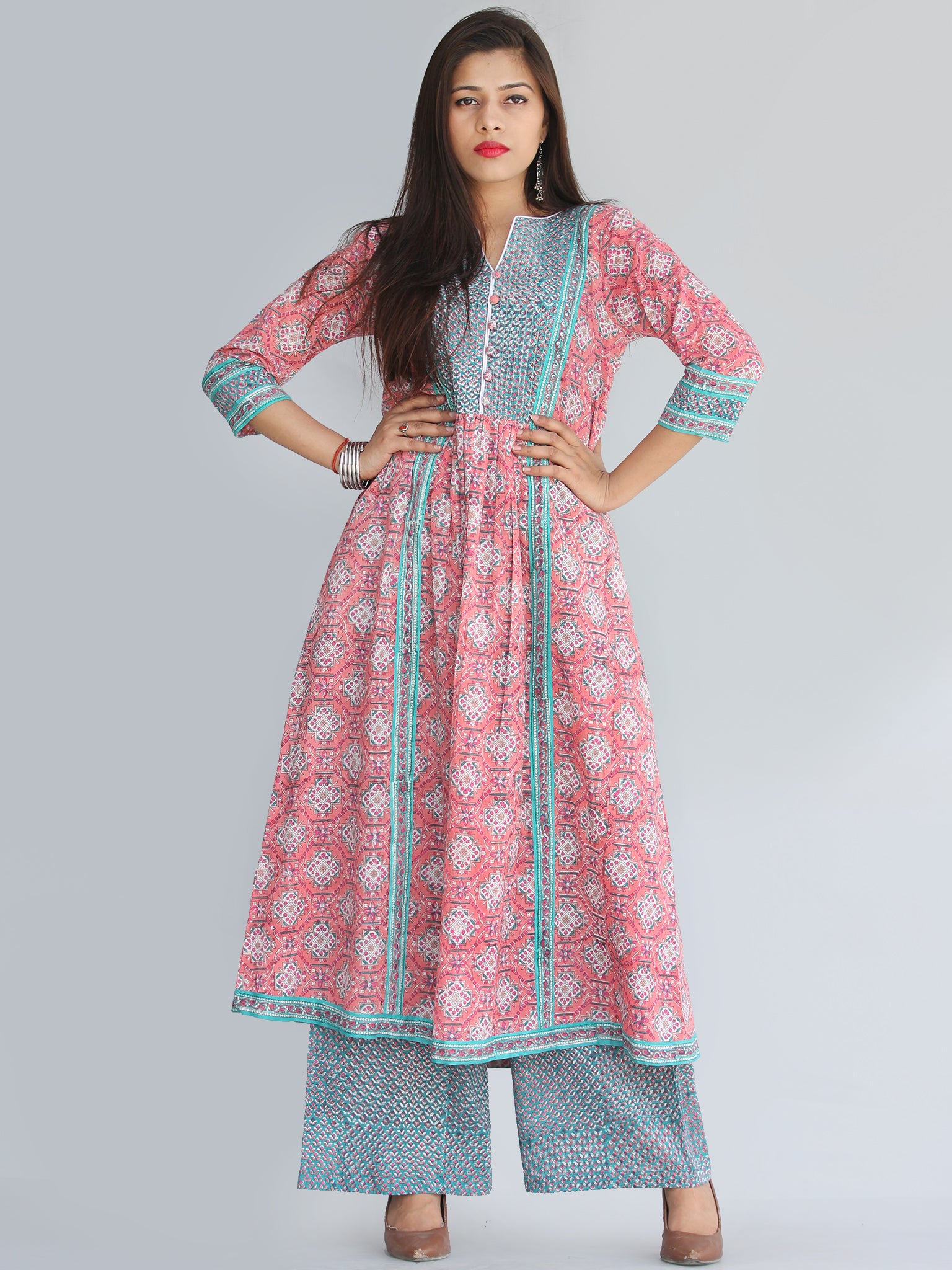 Rozana Guljan Anarkali Kurta Palazzo Set - KS30AS2269 – InduBindu