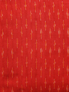 Red Orange White Pochampally Hand Woven Ikat Fabric Per Meter - F002F969