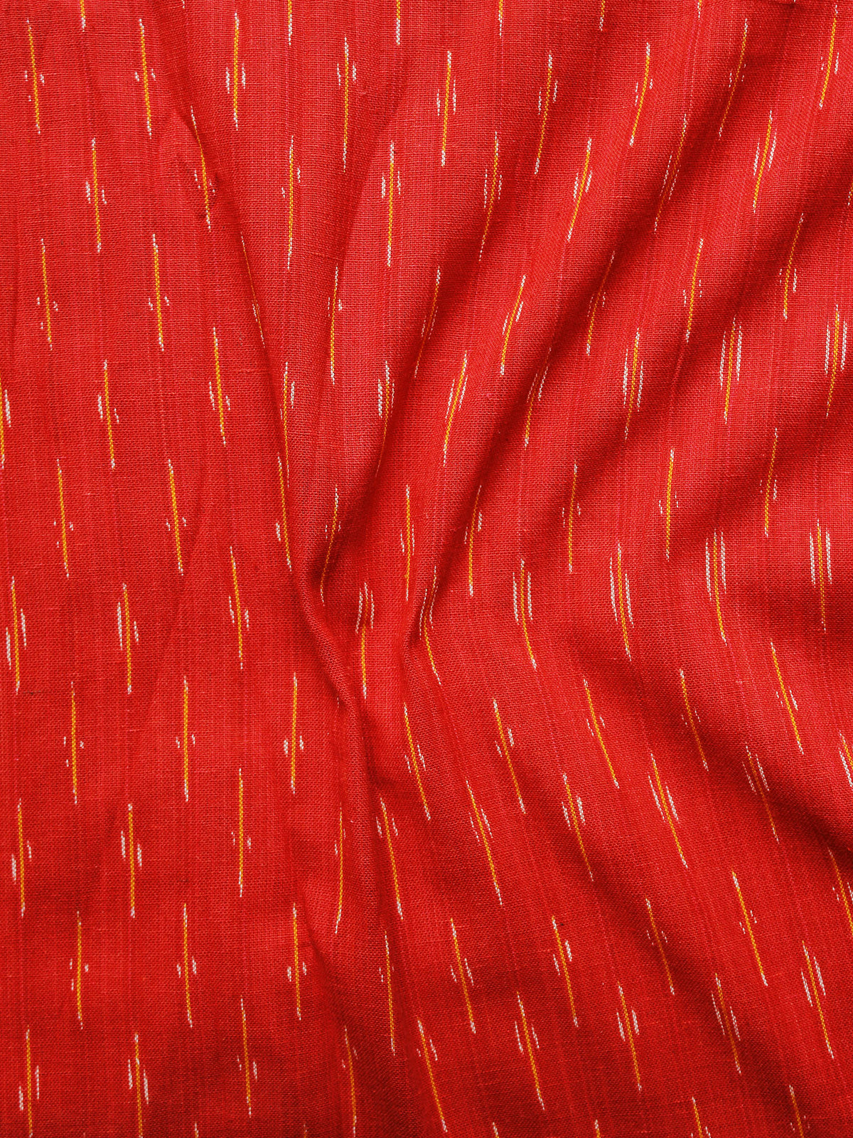 Red Orange White Pochampally Hand Woven Ikat Fabric Per Meter - F002F969