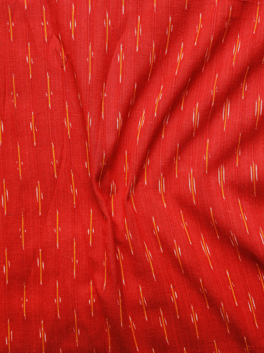 Red Orange White Pochampally Hand Woven Ikat Fabric Per Meter - F002F969