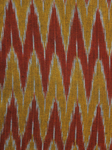 Olive Green Maroon Pochampally Hand Woven Ikat Fabric Per Meter - F002F970