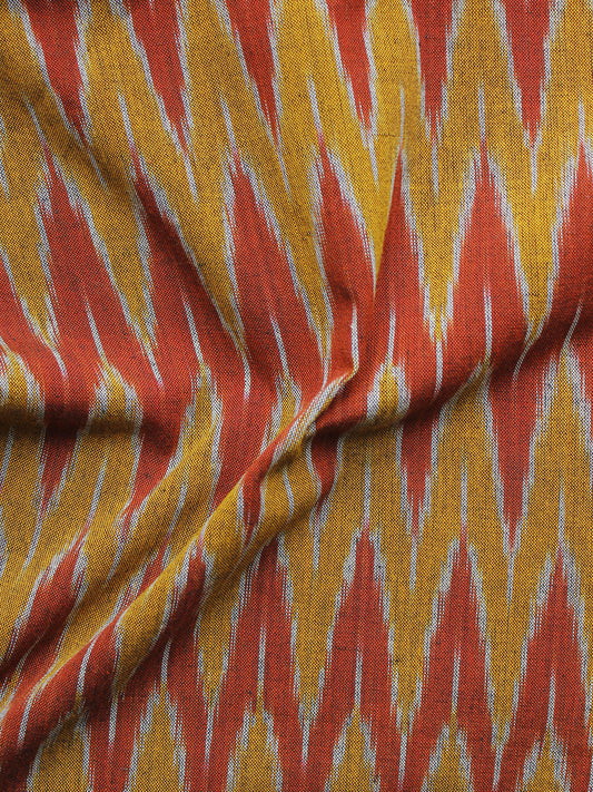 Olive Green Maroon Pochampally Hand Woven Ikat Fabric Per Meter - F002F970