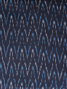 Indigo Blue White Pochampally Hand Woven Ikat Fabric Per Meter - F002F971