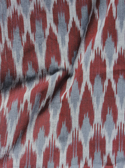 Grey Rust Ivory Pochampally Hand Woven Ikat Fabric Per Meter - F002F973