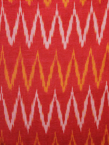 Red Orange Ivory Pochampally Hand Woven Ikat Fabric Per Meter - F002F961