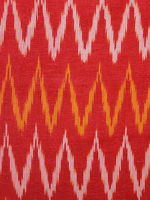 Red Orange Ivory Pochampally Hand Woven Ikat Fabric Per Meter - F002F961