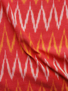 Red Orange Ivory Pochampally Hand Woven Ikat Fabric Per Meter - F002F961