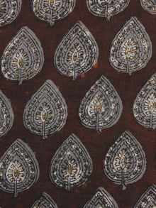 Brown Kashish Ivory Hand Block Printed Cotton Fabric Per Meter - F001F983