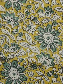 Mustard Teal Green Ivory Hand Block Printed Cotton Fabric Per Meter - F001F989