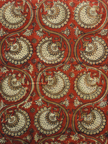 Red Beige Black Hand Block Printed Cotton Fabric Per Meter - F001F992