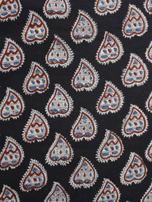 Black White Blue Maroon Hand Block Printed Cotton Fabric Per Meter - F001F997