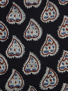 Black White Blue Maroon Hand Block Printed Cotton Fabric Per Meter - F001F997