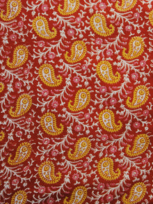 Red Yellow White Hand Block Printed Cotton Fabric Per Meter - F001F995