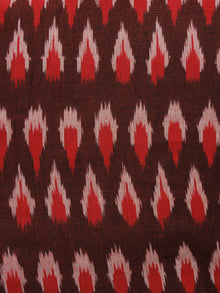 Reddish Brown Red Ivory Pochampally Hand Woven Ikat Fabric Per Meter - F002F963