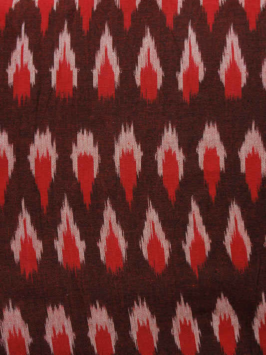 Reddish Brown Red Ivory Pochampally Hand Woven Ikat Fabric Per Meter - F002F963