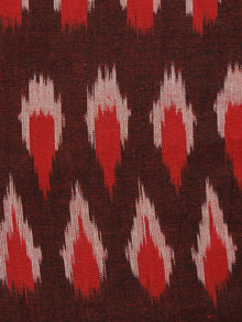 Reddish Brown Red Ivory Pochampally Hand Woven Ikat Fabric Per Meter - F002F963