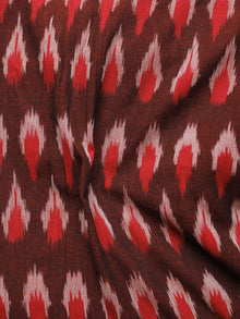 Reddish Brown Red Ivory Pochampally Hand Woven Ikat Fabric Per Meter - F002F963