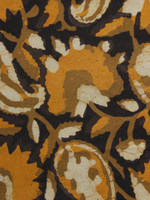 Black Rust Orange Ivory Hand Block Printed Cotton Fabric Per Meter - F001F1001