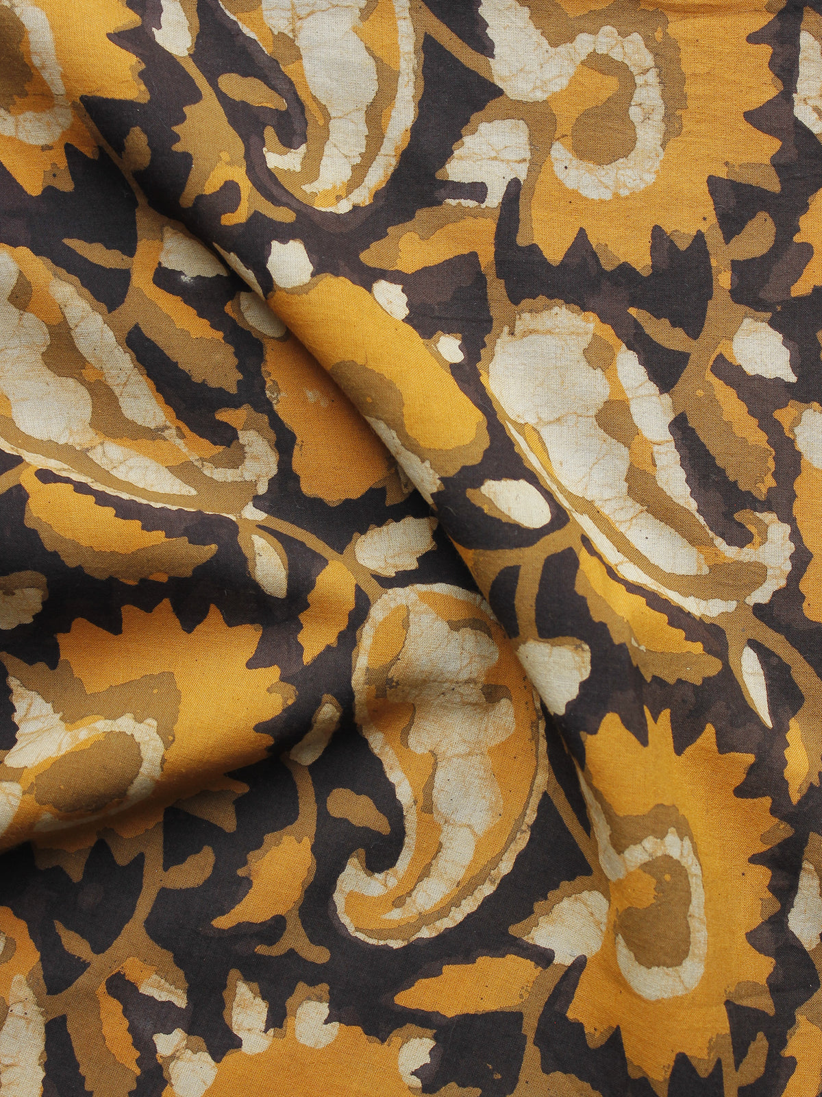 Black Rust Orange Ivory Hand Block Printed Cotton Fabric Per Meter - F001F1001