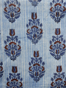 Beige Indigo Maroon Hand Block Printed Cotton Fabric Per Meter - F001F1002