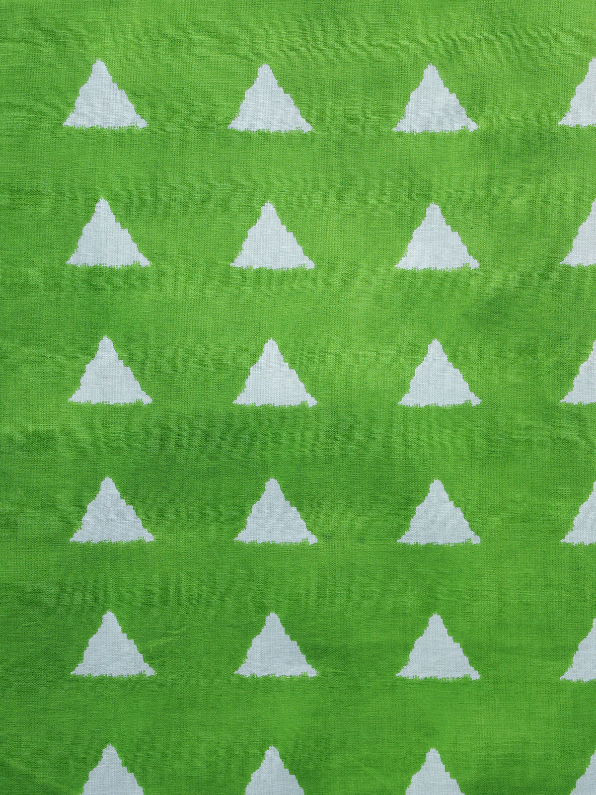 Chartreuse Green Ivory Hand Block Printed Cotton Fabric Per Meter - F001F1009