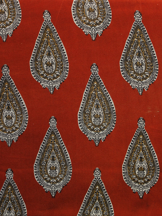 Maroon Black Beige Hand Block Printed Rayon Fabric Per Meter - F001F1012