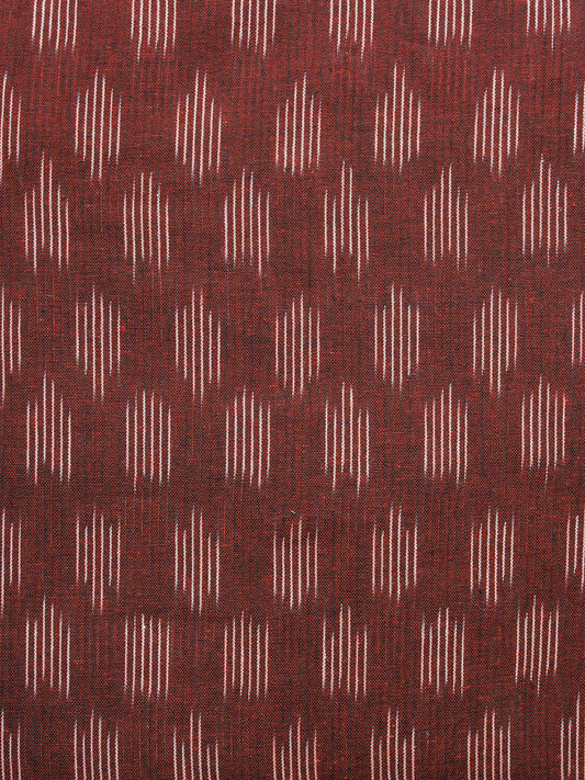 Brown Ivory Pochampally Hand Woven Ikat Fabric Per Meter - F002F965