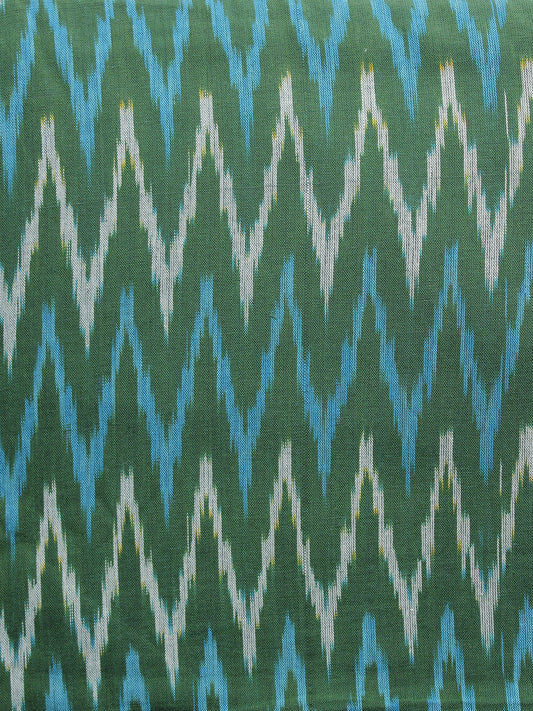 Teal Green Blue Ivory Pochampally Hand Woven Ikat Fabric Per Meter - F002F966